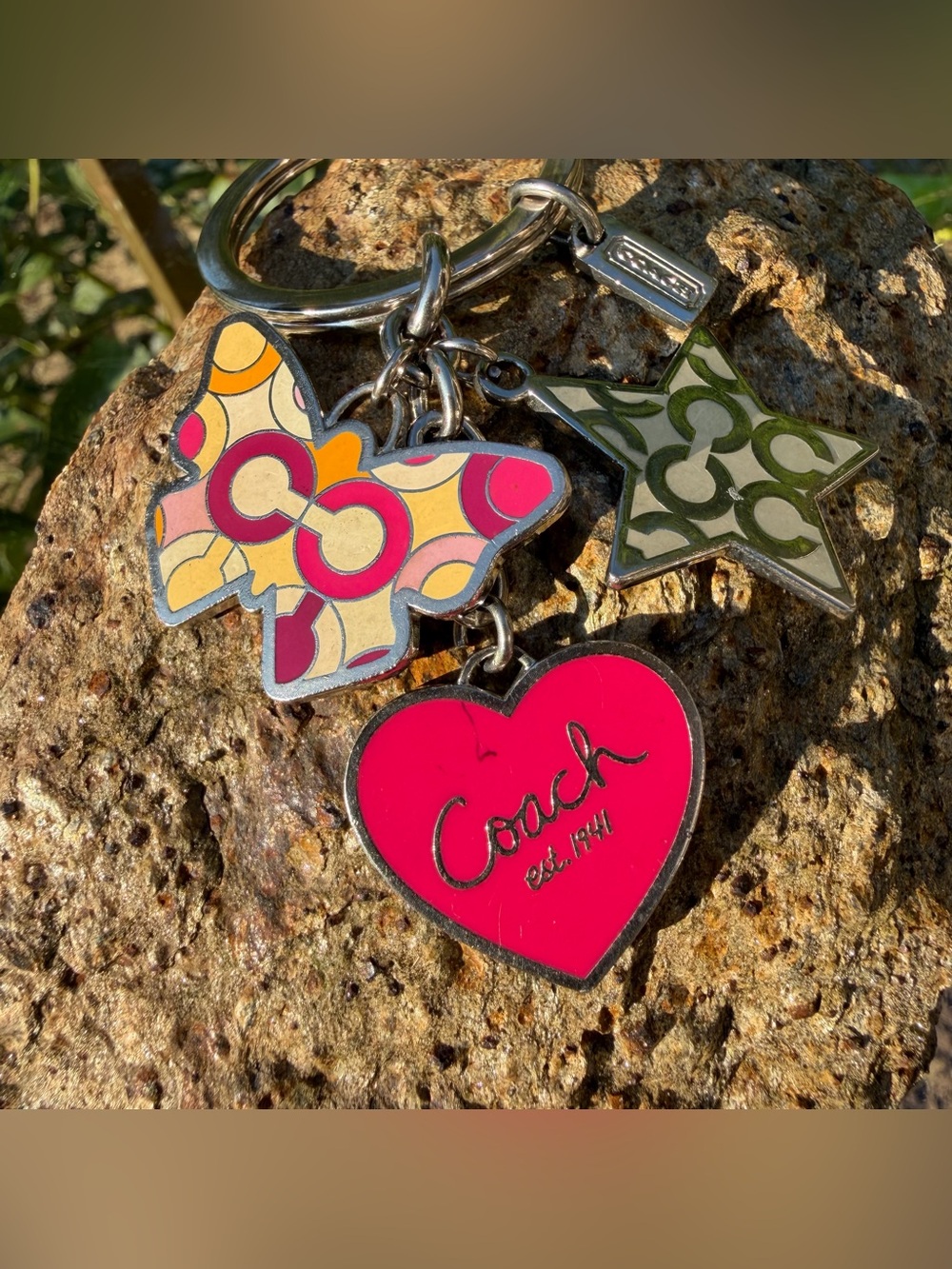 Vintage Coach Star Butterfly Heart Key Fob Keychain K… - Gem